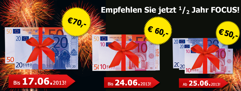 70 EURO Countdown Aktion Juni 2013