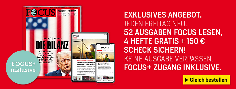 52 x FOCUS, 4 Hefte gratis + 150 € Scheck