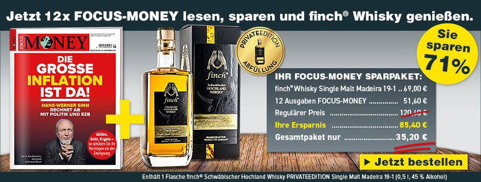 FOCUS Money Mini-Abo + finch Whisky Set