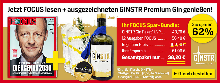 FOCUS Miniabo 12 Ausagben + GINSTR Premium Gin