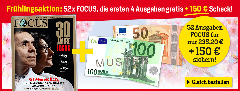 FOCUS - 52 Ausgaben + 4 gratis + 150 € Verrechnungsscheck