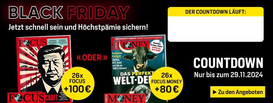 26 Ausgaben FOCUS oder FOCUS MONEY bestellen + Verrechnungsscheck - Countdown