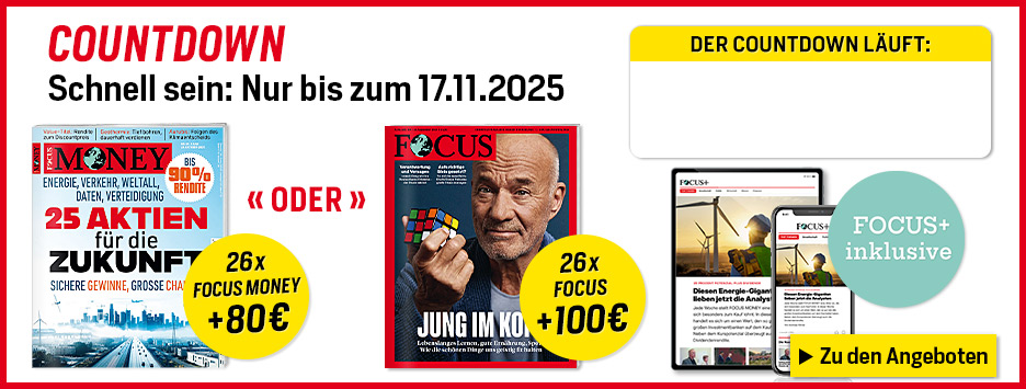 FOCUS 26 Ausgaben werben + 100€ Scheck - Countdown